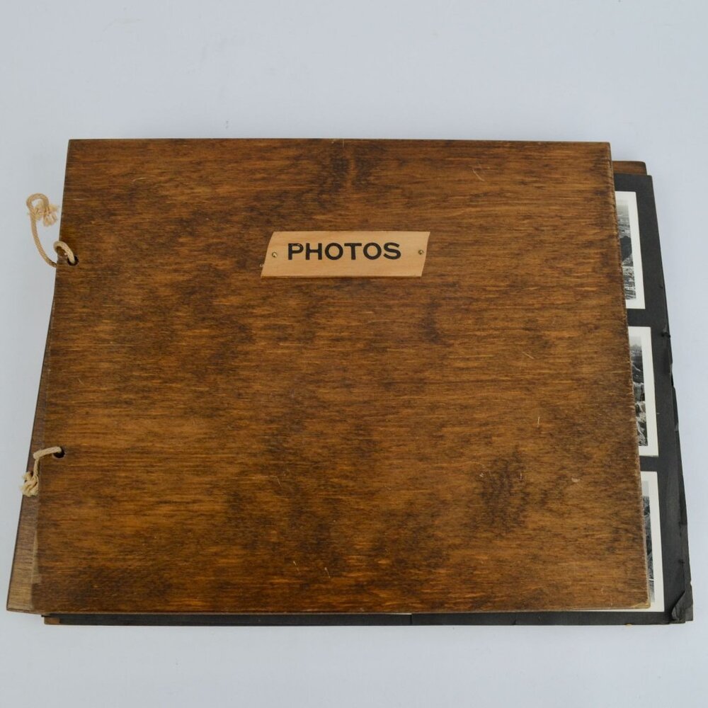 Vintage Wooden Photo Album Antique Travel 71 Photos